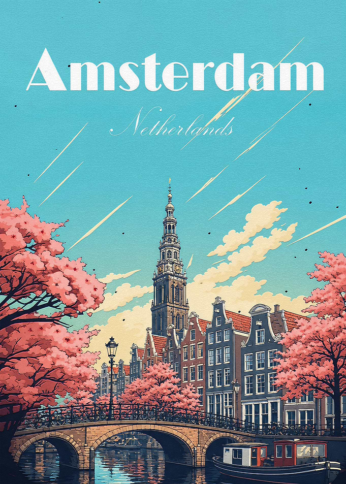 Amsterdam Netherlands Travel Poster