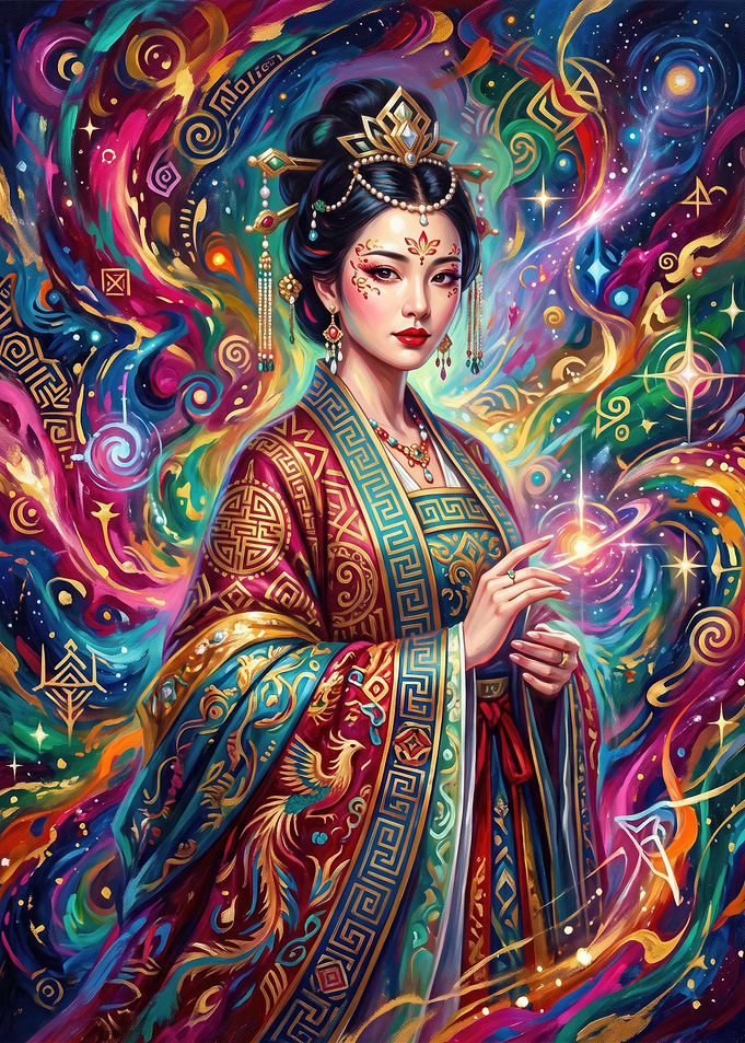 Ethereal Goddess in Traditional Chinese Attire