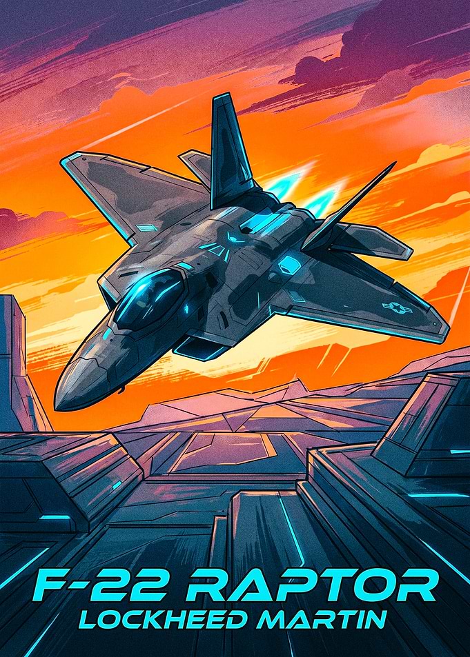 F-22 Raptor Retro Style Poster