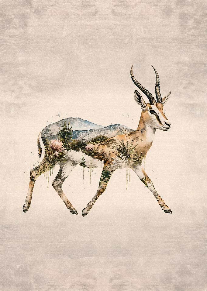 Double Exposure Gazelle Mountain Landscape