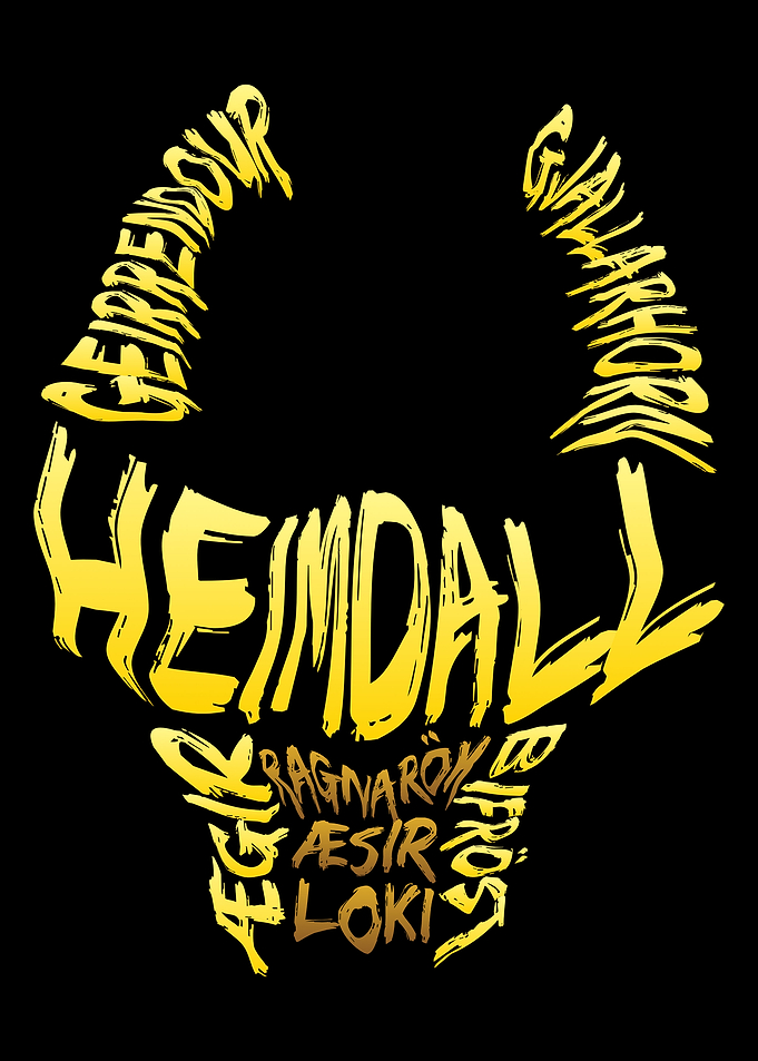 Heimdall Typography Portrait - Norse Mythology
