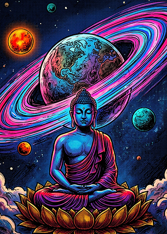 Cosmic Buddha Meditating in Space
