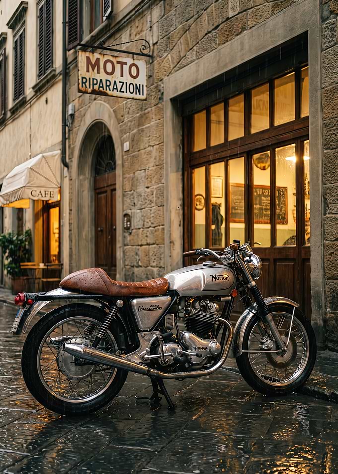 Vintage Norton Commando Motorcycle in Italy