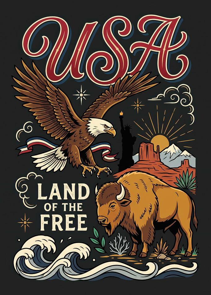 USA Land of the Free Illustration
