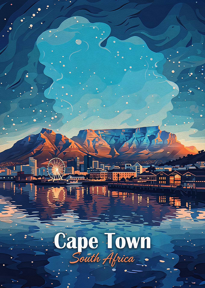 Cape Town South Africa Travel Poster