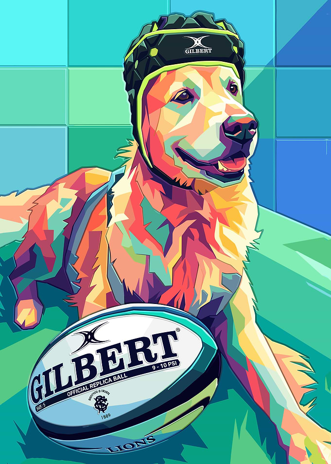 Pop Art Rugby Dog Illustration