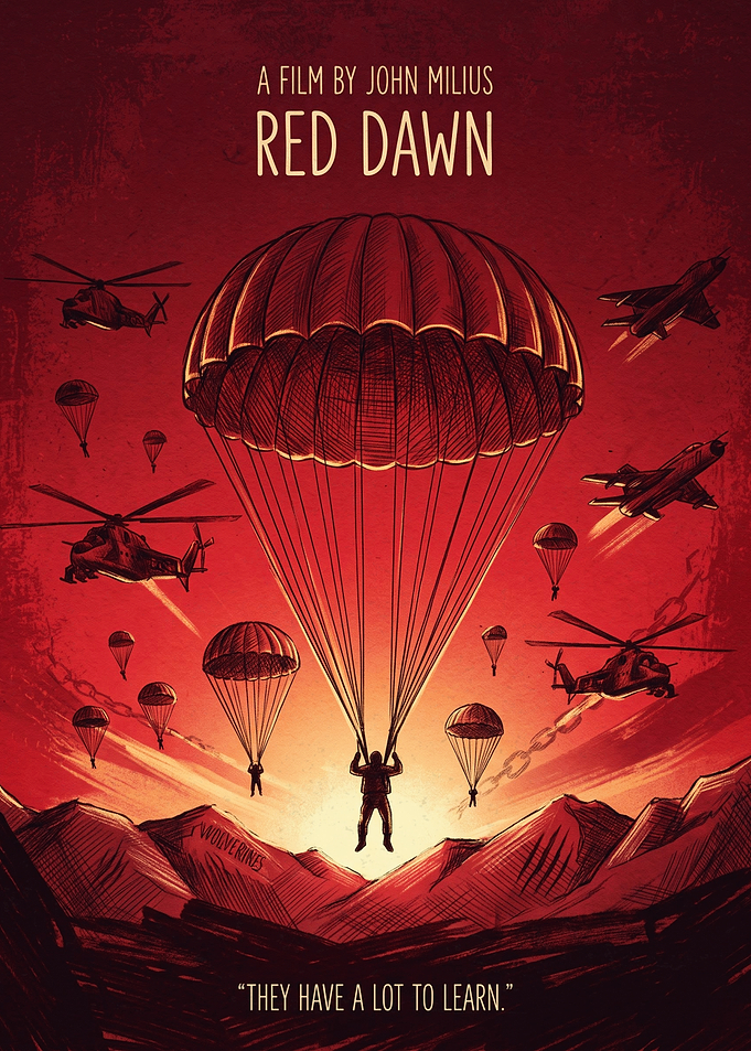 Red Dawn Action War Drama Retro Poster