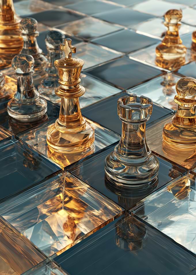 Elegant Glass Chess Set Close-up