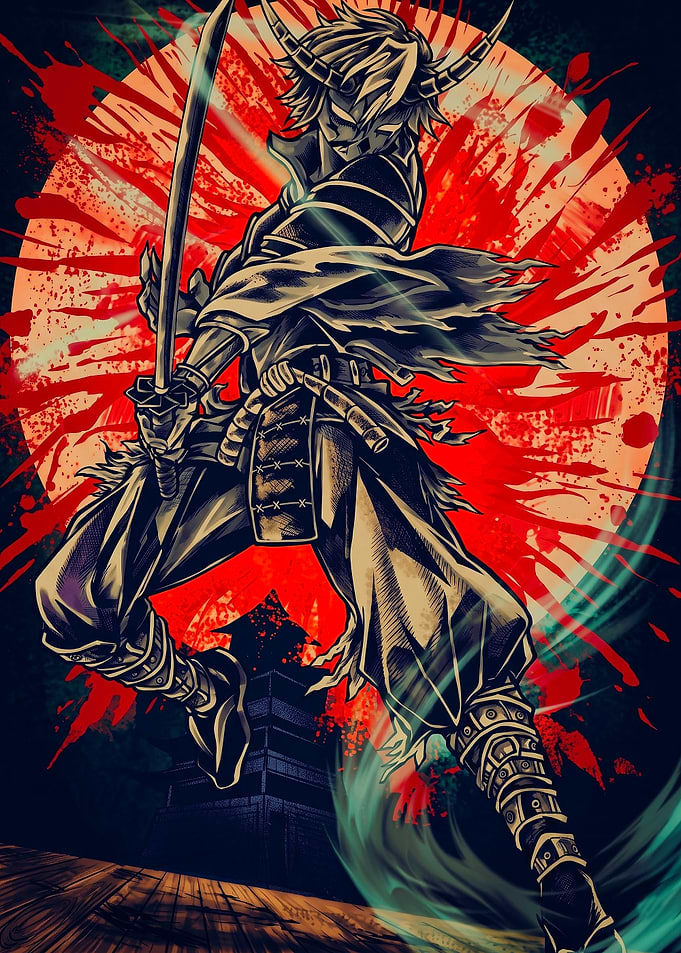Demon Samurai Warrior with Katana
