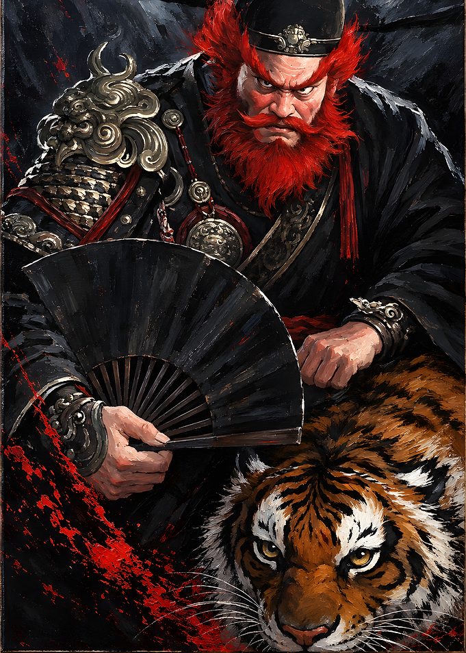 Fierce Warrior with Tiger Portrait