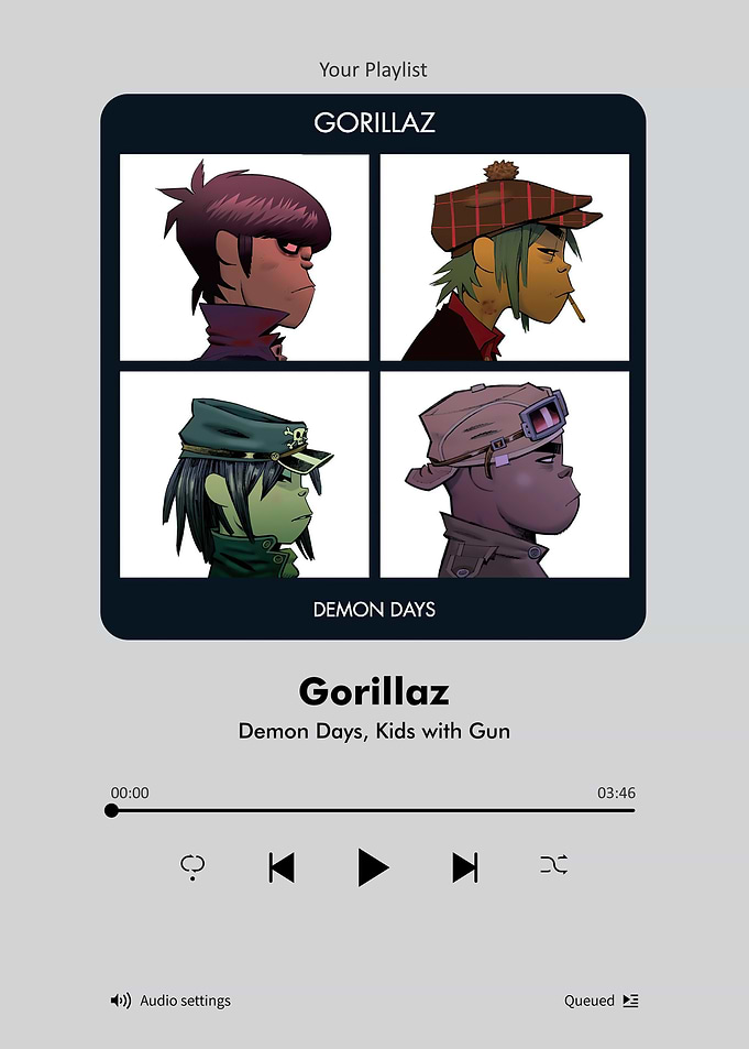 Gorillaz Demon Days Music Player Poster