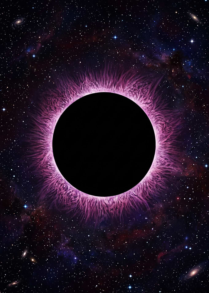 Purple Glowing Solar Eclipse in Space