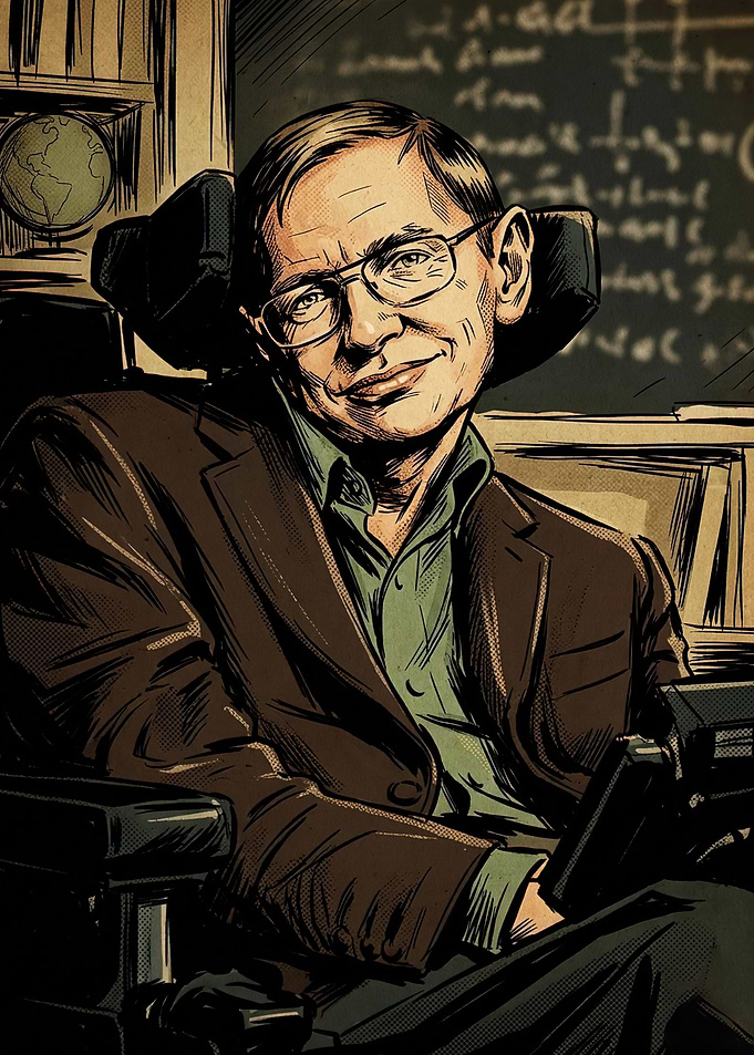 Stephen Hawking Comic Style Portrait