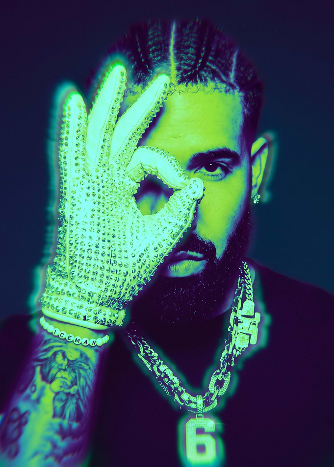 Drake Wearing Iceman Glove Portrait