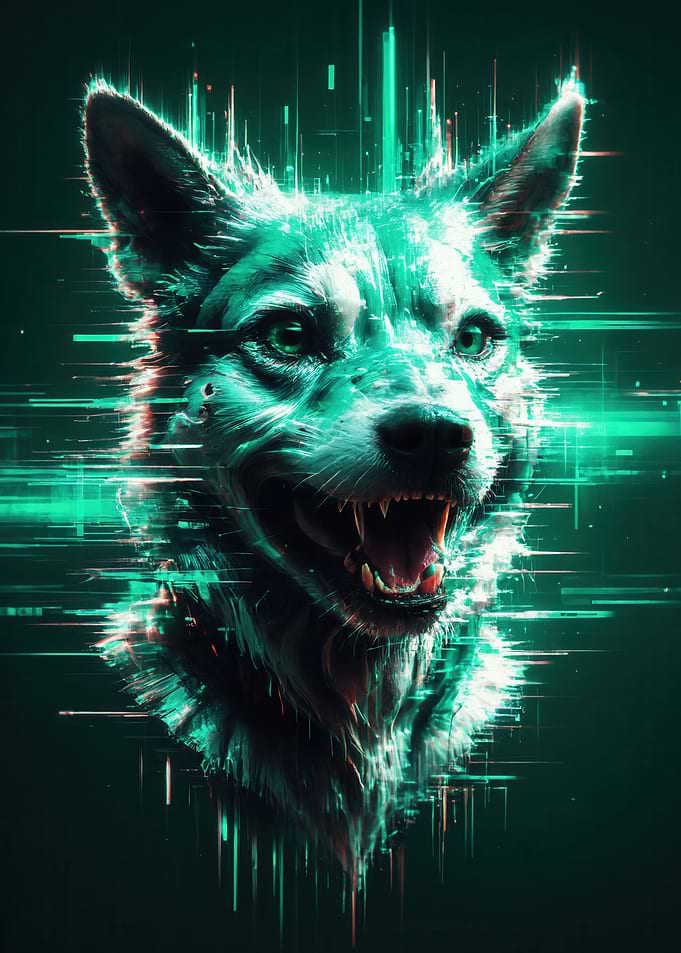 Glitch Art Cybernetic Dog Portrait