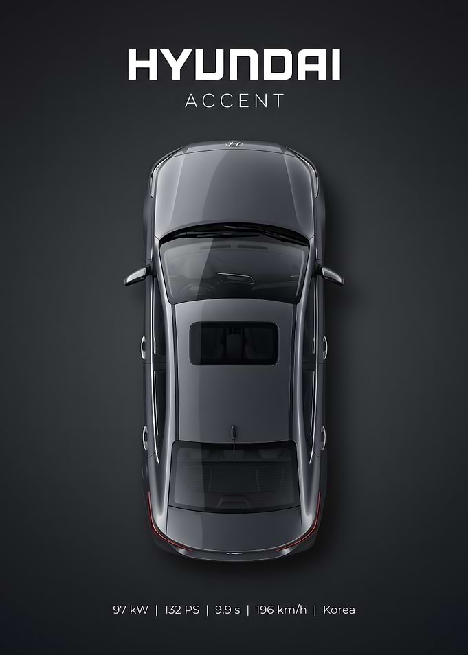 Hyundai Accent Top View Poster