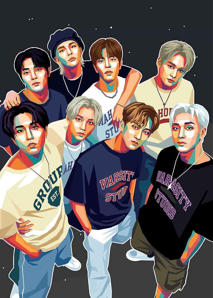 Stray Kids WPAP Pop Art Portrait