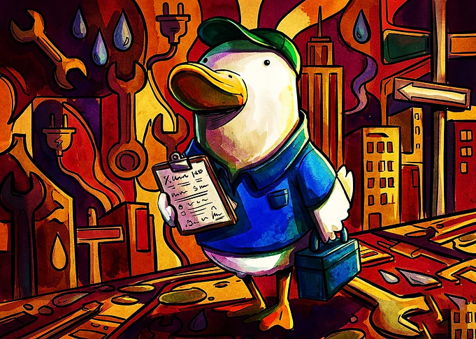 Handyman Duck with Toolbox