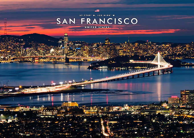 San Francisco Bay Bridge Night View