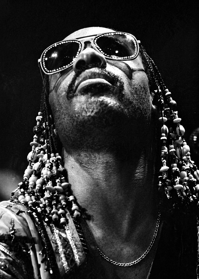Stevie Wonder Portrait Black and White