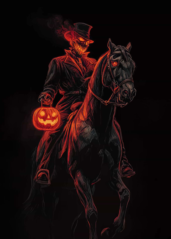 Headless Horseman with Pumpkin Lantern