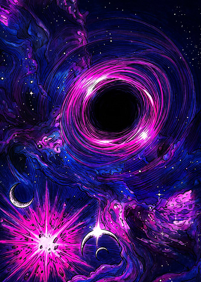 Vibrant Cosmic Black Hole Illustration