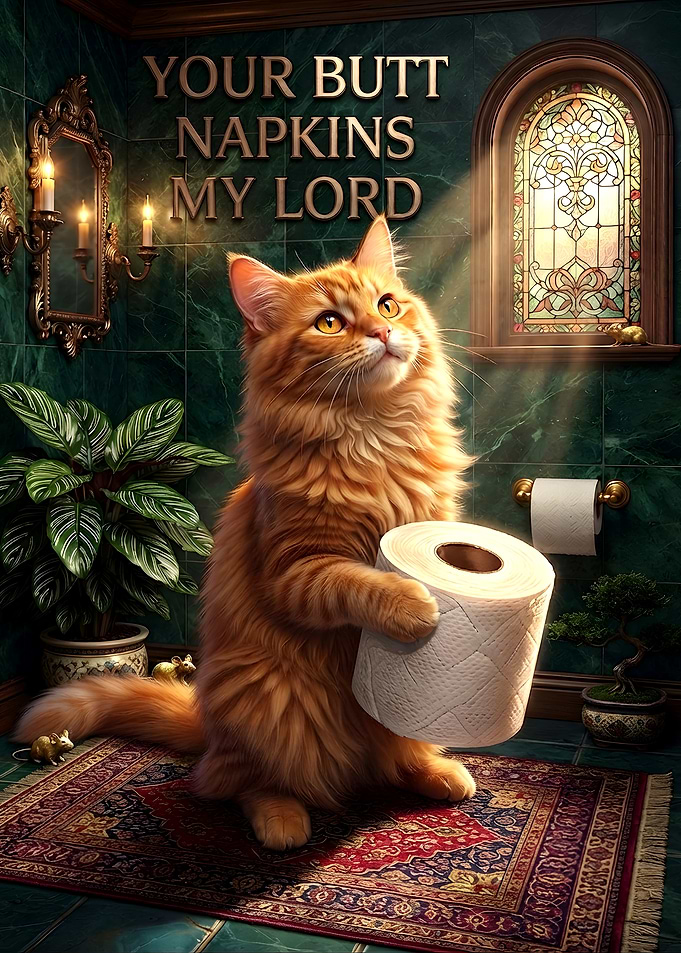 Funny Cat Holding Toilet Paper