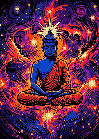 Psychedelic Meditating Buddha Art