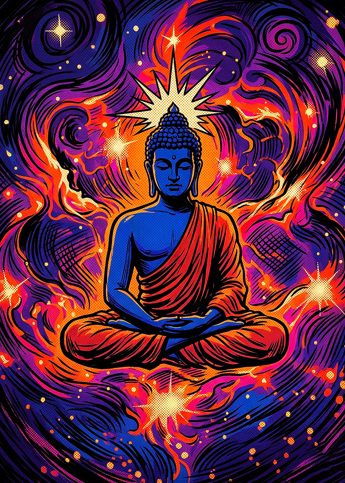 Psychedelic Meditating Buddha Art