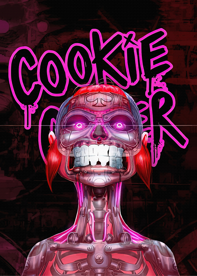 Cookie Cutter Cybernetic Skull Poster
