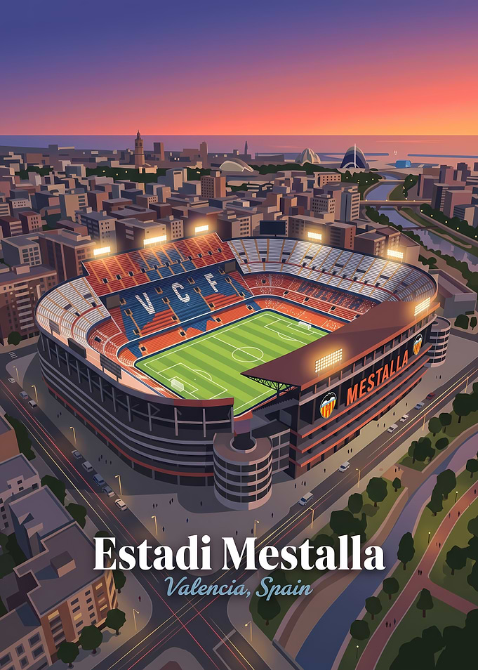 Estadi Mestalla Valencia Stadium Poster