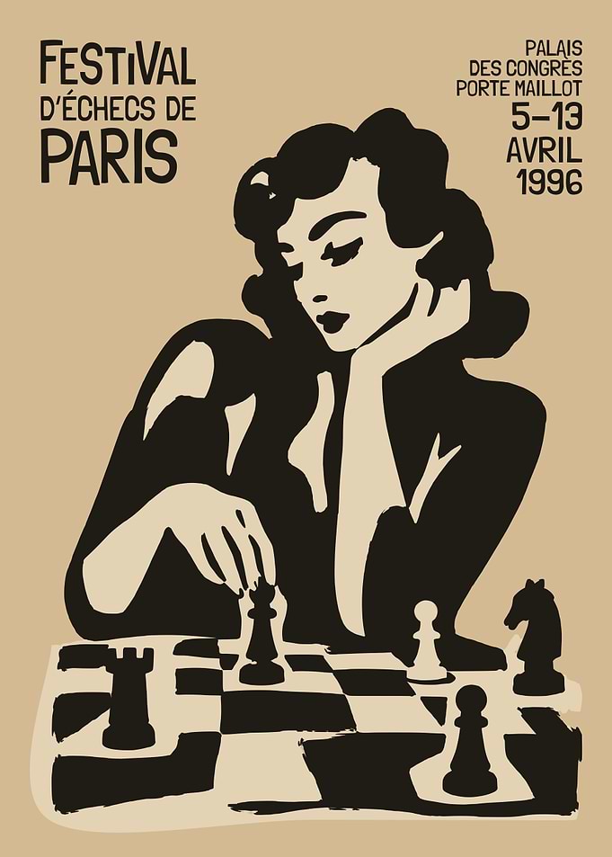 Vintage Paris Chess Festival Poster