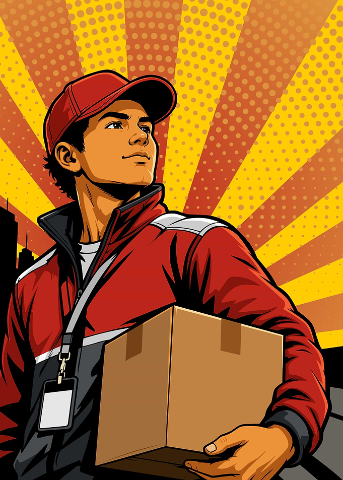 Pop Art Delivery Courier Illustration