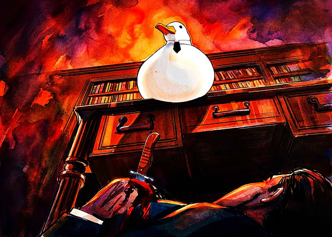 Business Duck Over Murder Scene