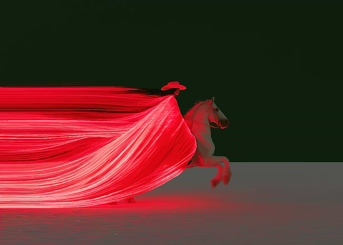 Abstract Rider with Red Motion Blur