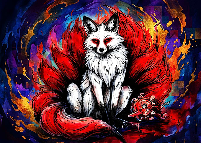 Nine-Tailed Fox Kitsune Digital Art