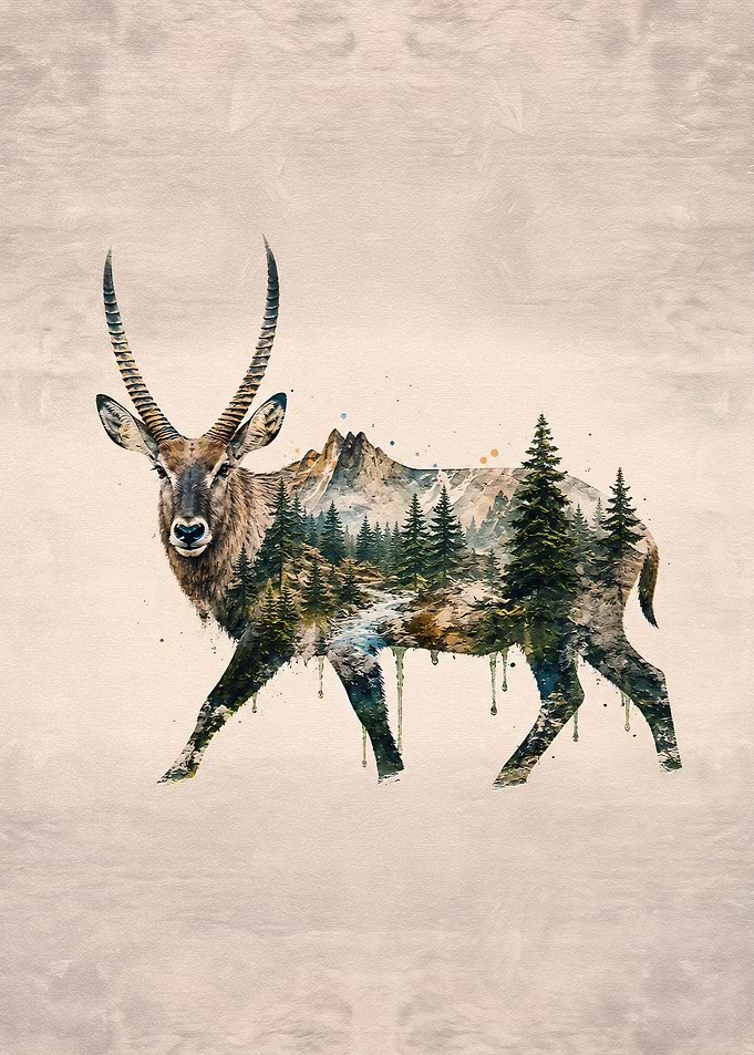 Double Exposure Antelope Forest Art