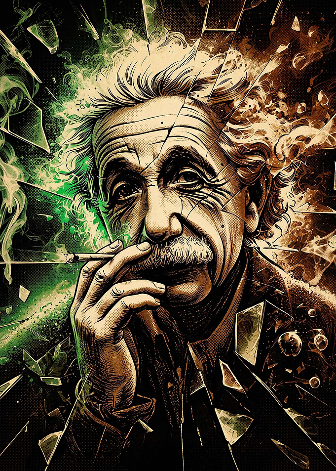 Albert Einstein Shattered Glass Portrait
