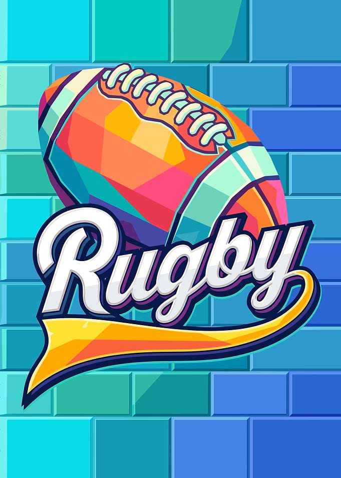 Colorful Low Poly Rugby Ball Graphic