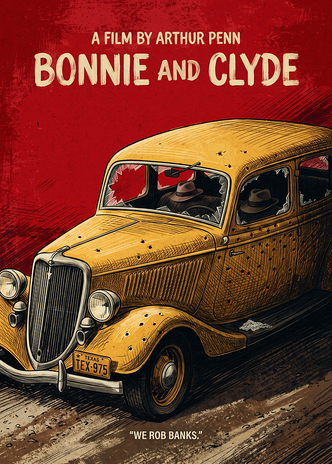 Bonnie And Clyde Crime Drama Vintage Print