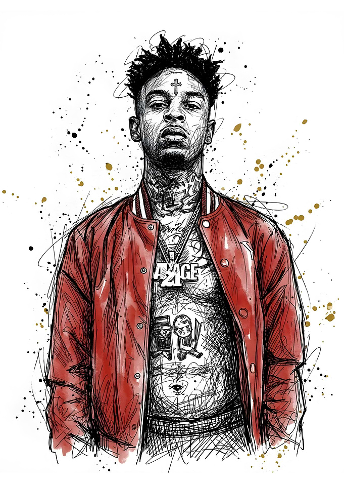 21 Savage Sketch Portrait