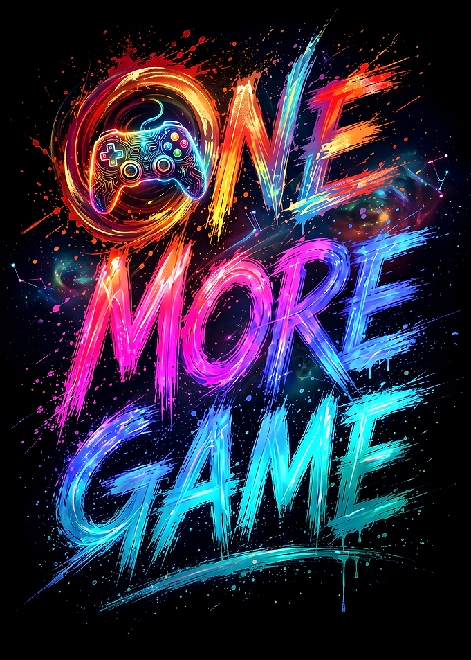 One More Game Neon Gaming Art