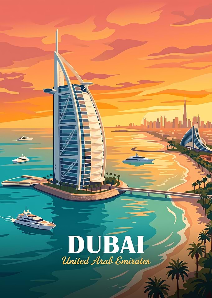 Dubai Burj Al Arab Travel Poster