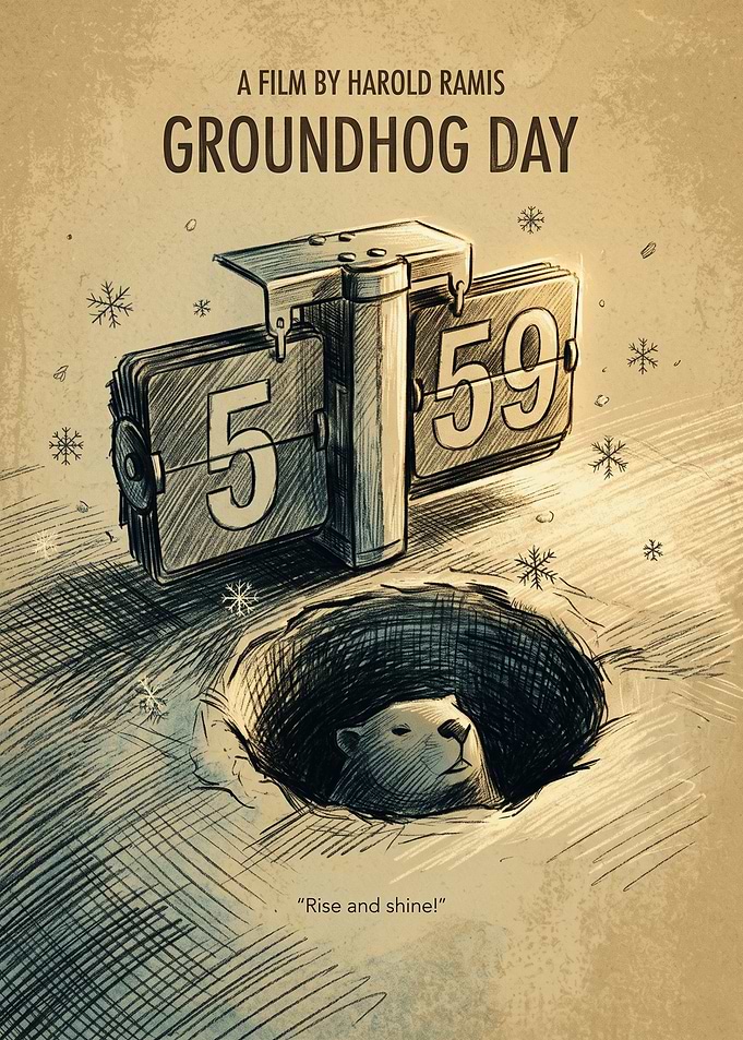 Groundhog Day Comedy Classic Vintage Art