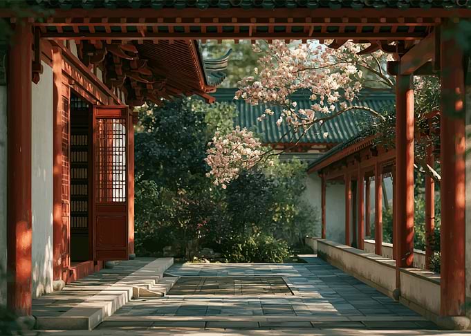 Traditional Chinese Courtyard Garden Scene