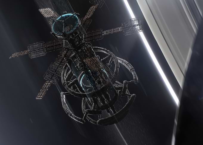 Interstellar Space Station Near Saturn