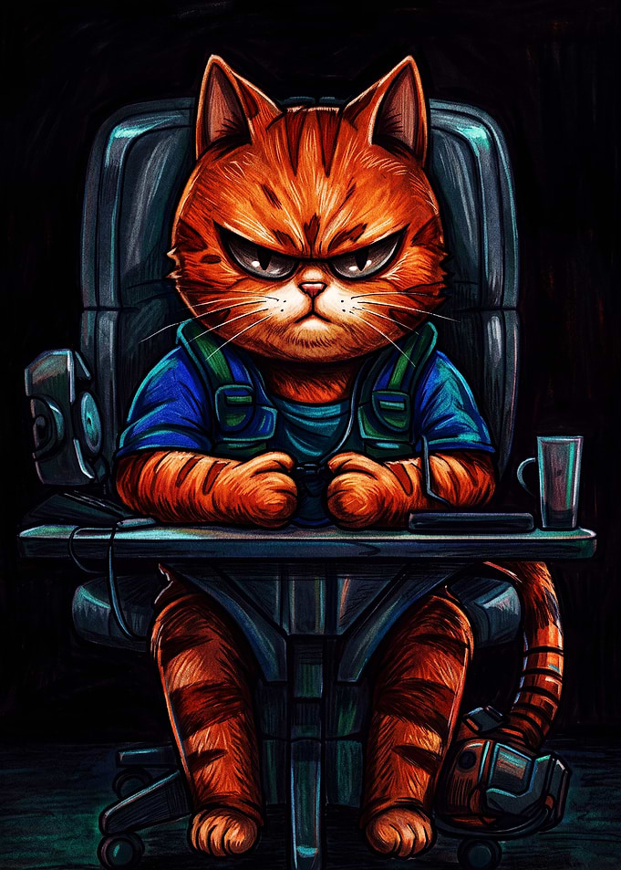 Grumpy Gamer Orange Tabby Cat