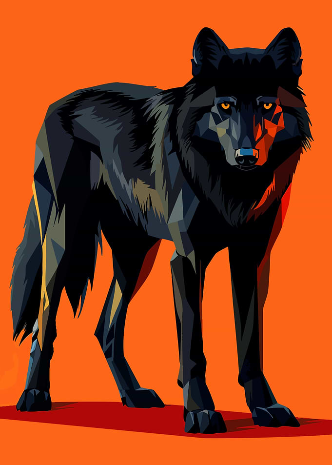 Geometric Black Wolf Illustration