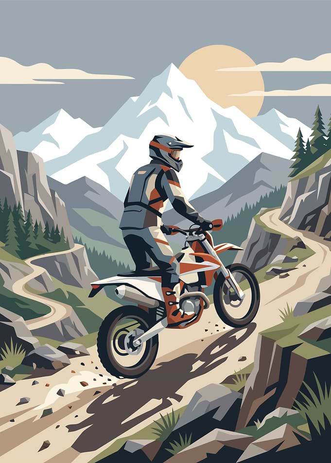 Motocross Rider on Mountain Trail