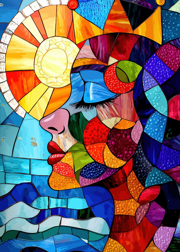 Stained Glass Portrait of a Woman